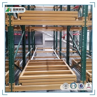 Push back pallet rack system