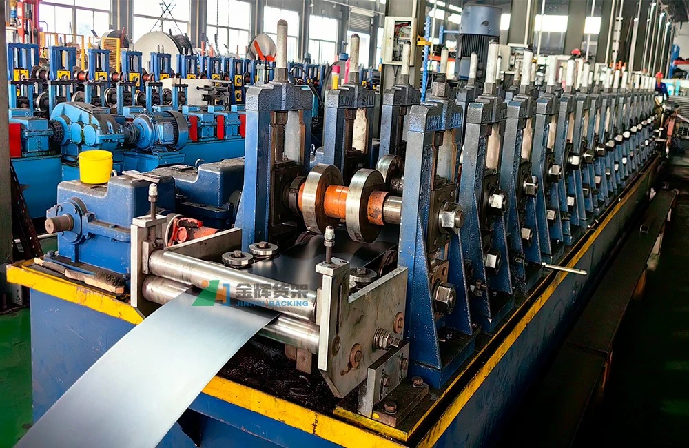 Automatic roll forming production line for upright columns and box beams